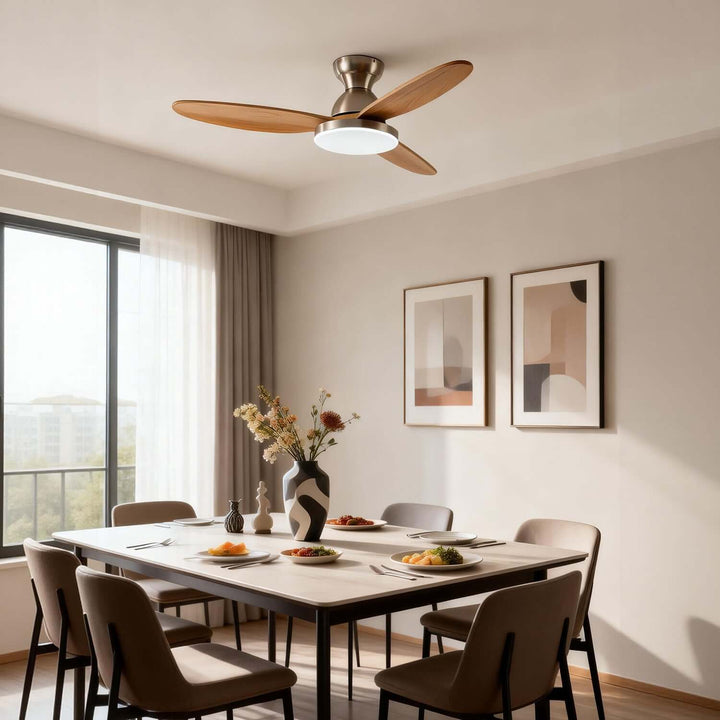 Orixon Ceiling Fan Light | Modern Solid Wood Dining Room