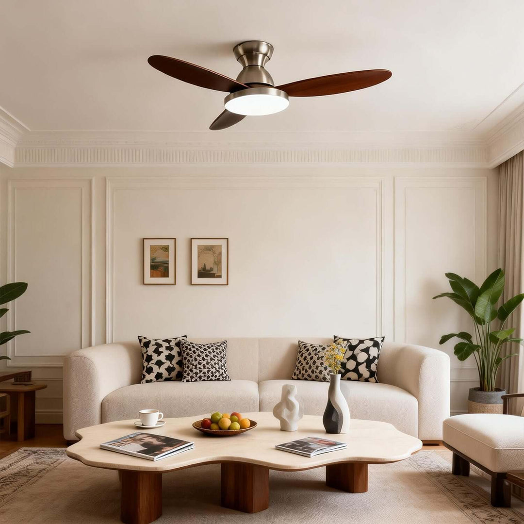 Orixon Ceiling Fan Light | Modern Solid Wood Dining Room