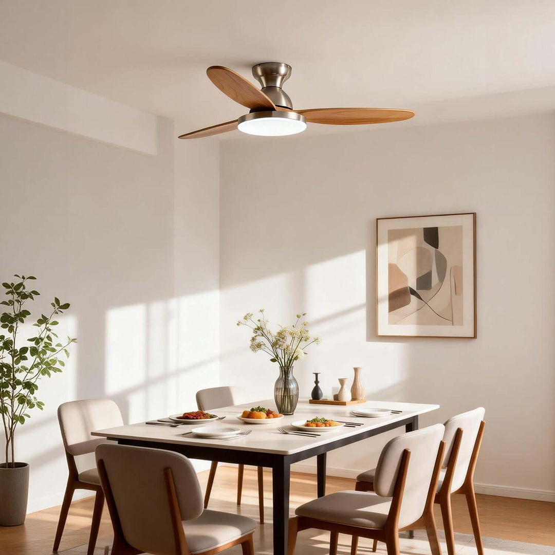 Orixon Ceiling Fan Light | Modern Solid Wood Dining Room