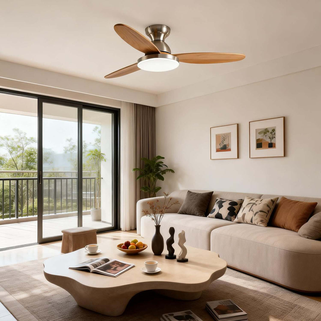 Orixon Ceiling Fan Light | Modern Solid Wood Dining Room