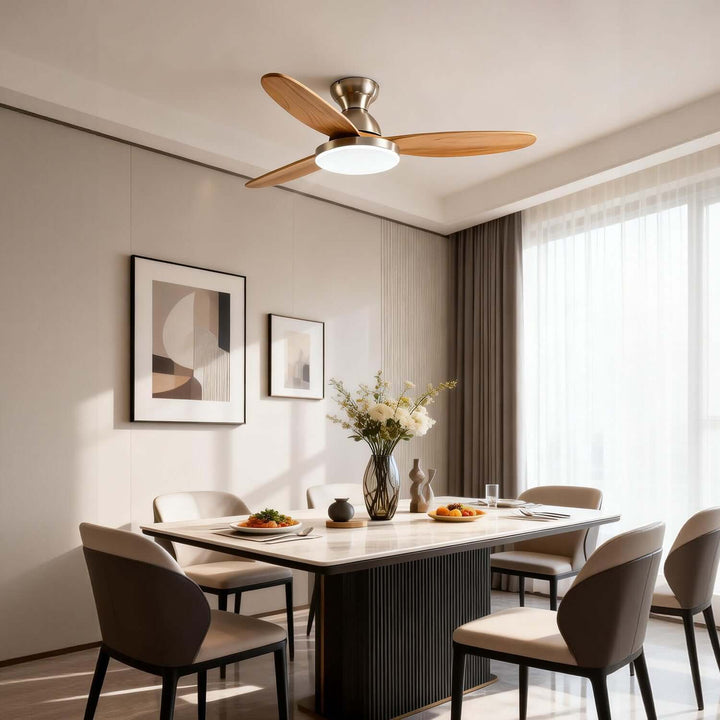 Orixon Ceiling Fan Light | Modern Solid Wood Dining Room