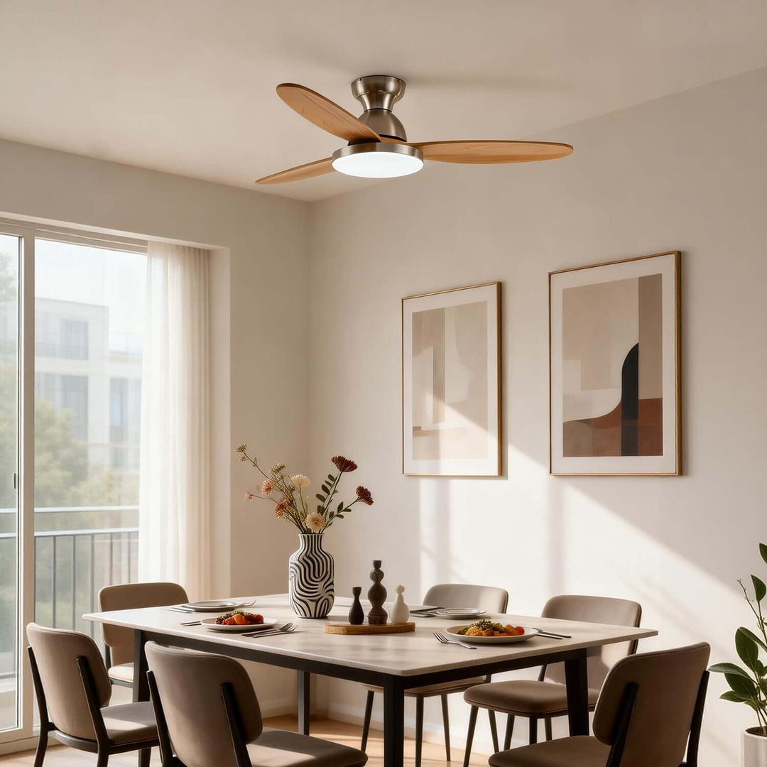 Orixon Ceiling Fan Light | Modern Solid Wood Dining Room