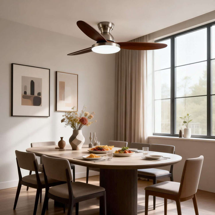 Orixon Ceiling Fan Light | Modern Solid Wood Dining Room