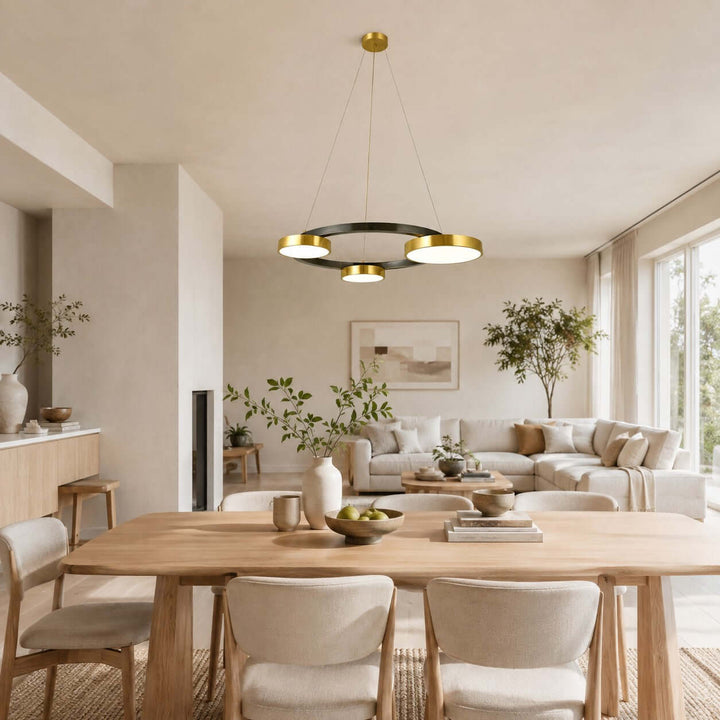 Orrenvale Modern Brass Chandelier with Ring Design for Dining Room