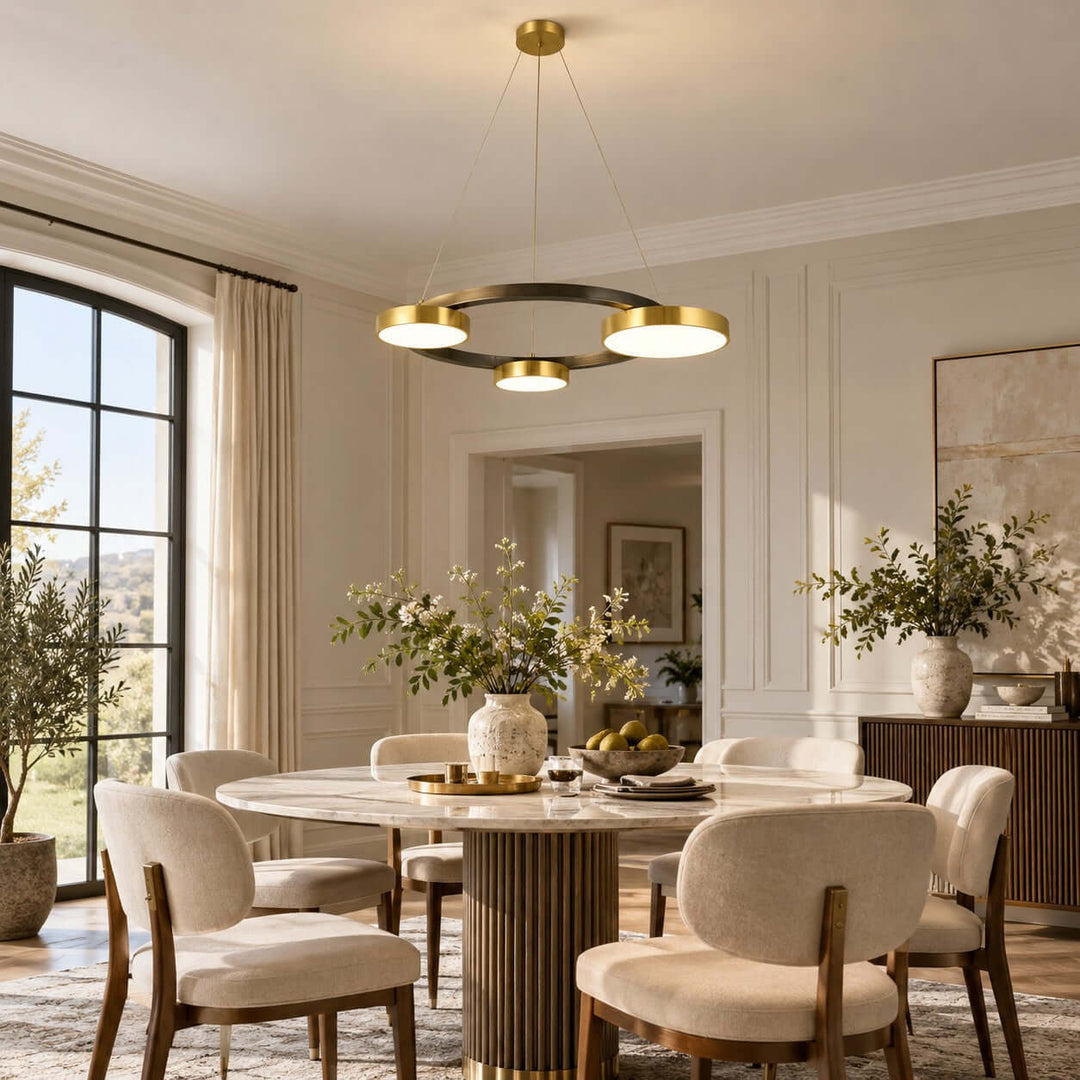 Orrenvale Modern Brass Chandelier with Ring Design for Dining Room