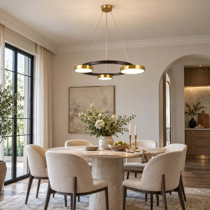 Orrenvale Modern Brass Chandelier with Ring Design for Dining Room