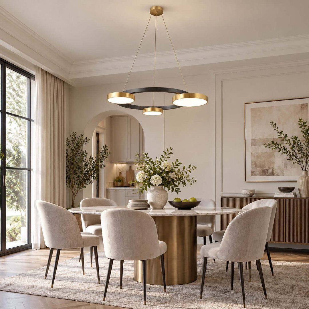 Orrenvale Modern Brass Chandelier with Ring Design for Dining Room