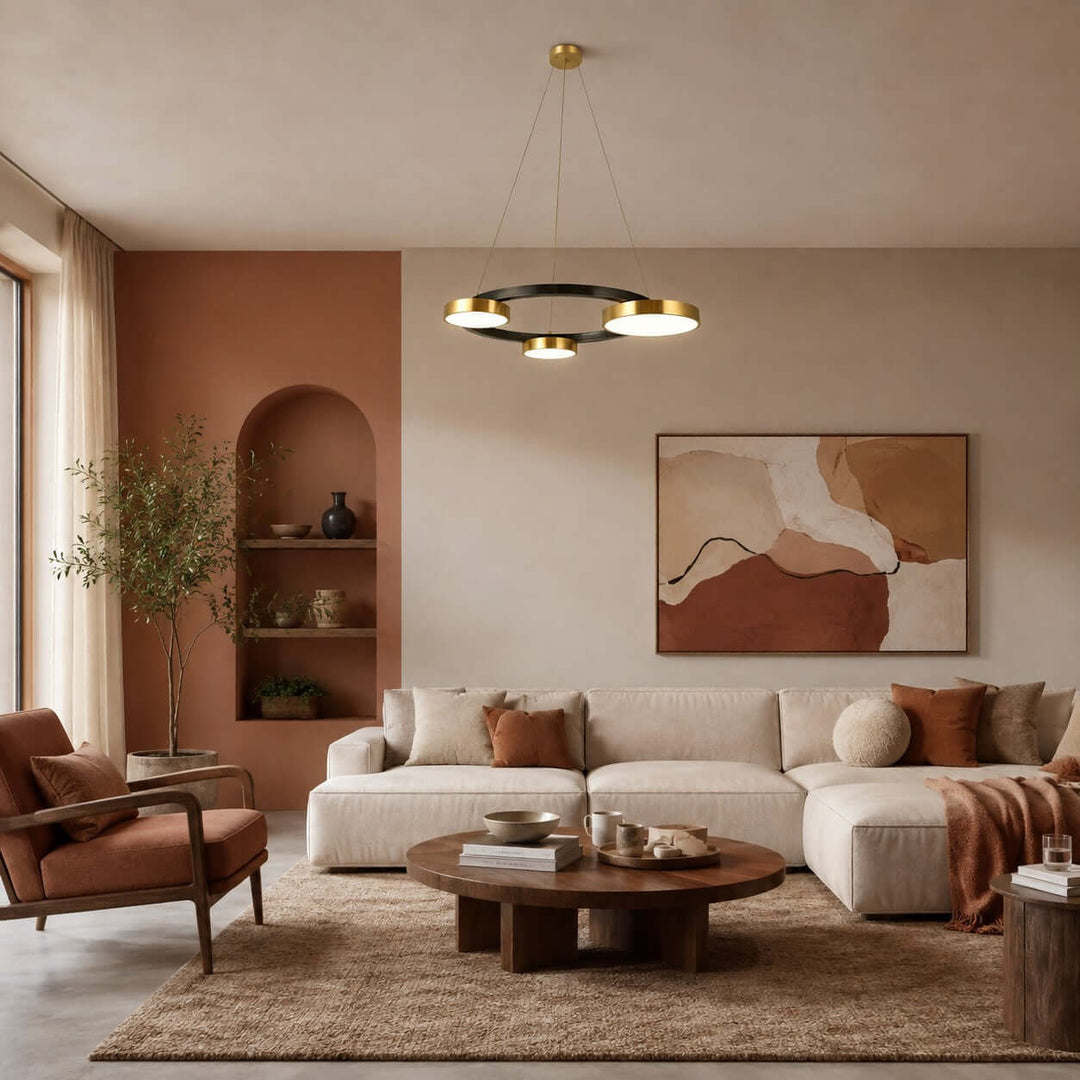 Orrenvale Modern Brass Chandelier with Ring Design for Dining Room