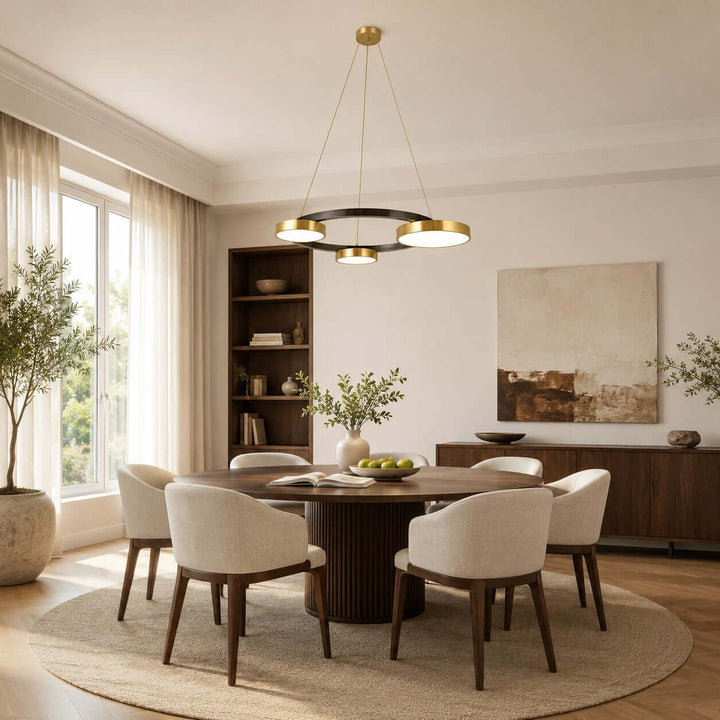 Orrenvale Modern Brass Chandelier with Ring Design for Dining Room