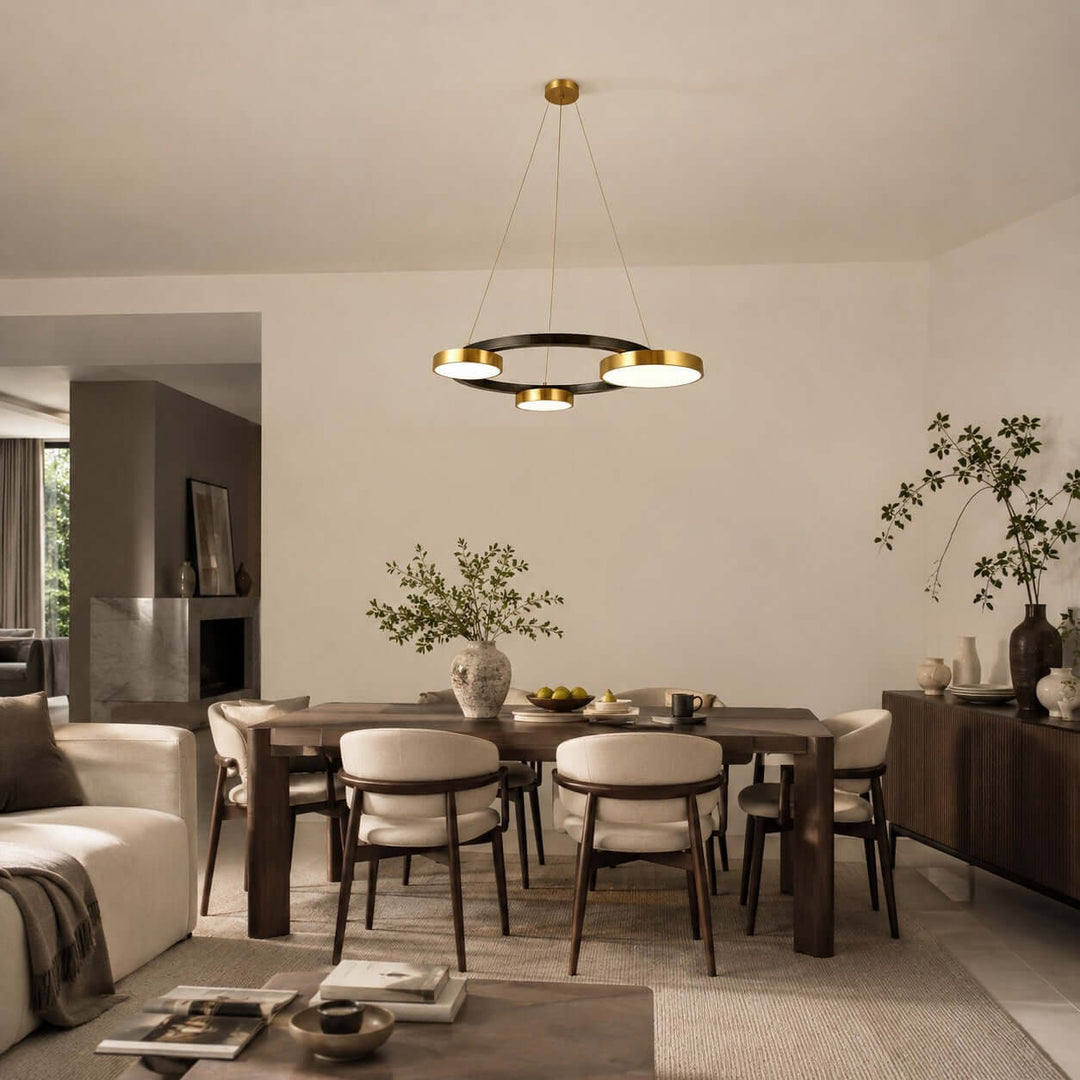Orrenvale Modern Brass Chandelier with Ring Design for Dining Room
