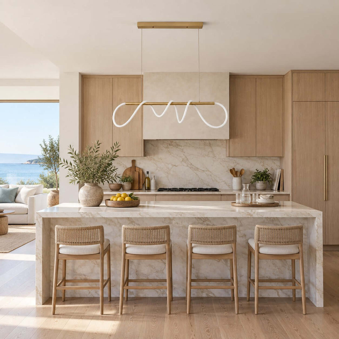 Orvane Chandelier Antique Brass LED Light for Kitchen Islands