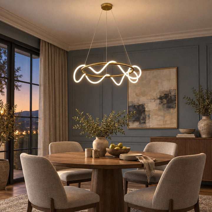 Orvane Chandelier Antique Brass LED Light for Kitchen Islands