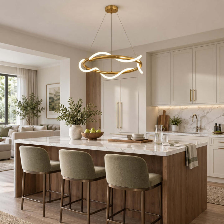 Orvane Chandelier Antique Brass LED Light for Kitchen Islands
