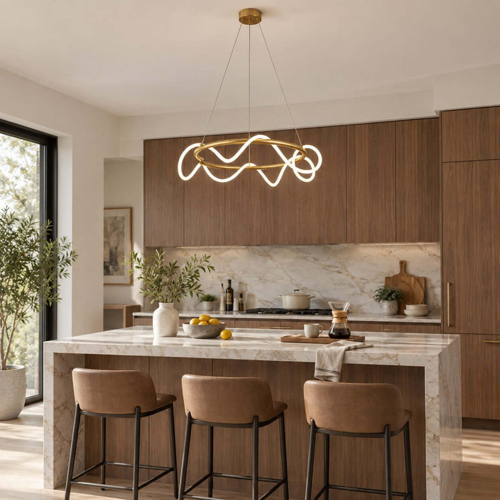 Orvane Chandelier Antique Brass LED Light for Kitchen Islands