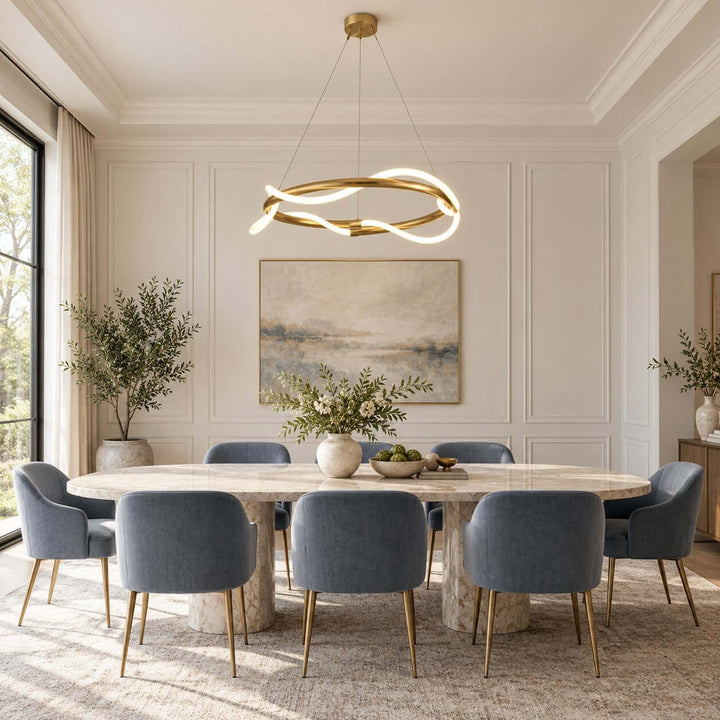 Orvane Chandelier Antique Brass LED Light for Kitchen Islands