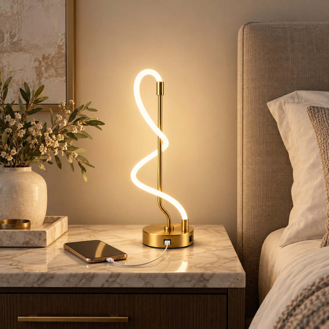 Orvane Table Lamp | Modern Silicone Desk Lamp for Bedroom or Office