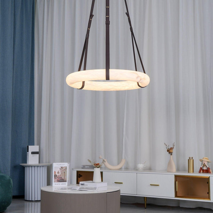 Oslo Pendant Light | Circle Alabaster Chandelier for Living Room | Vinlighting | Vinlighting