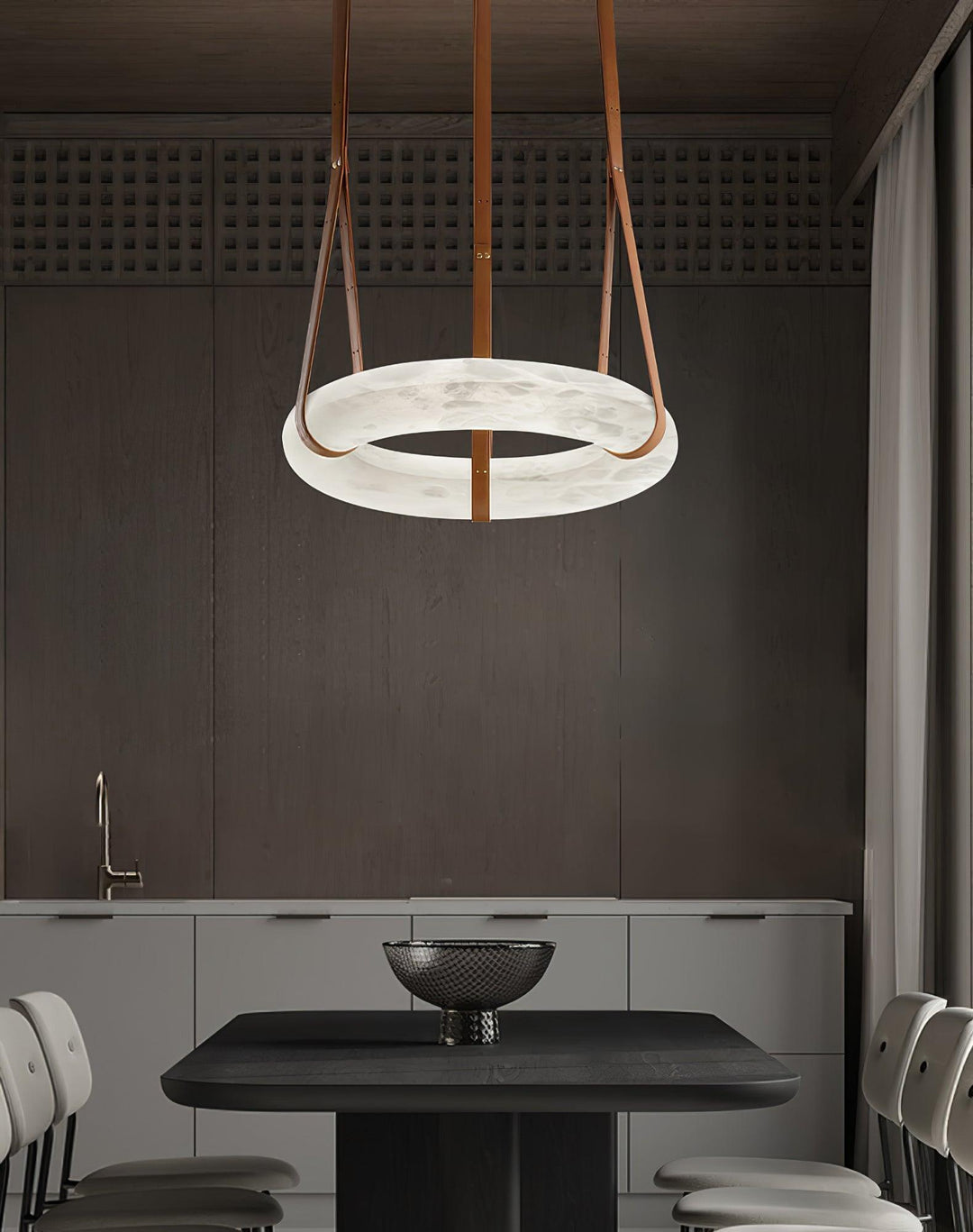 Oslo Pendant Light | Circle Alabaster Chandelier for Living Room | Vinlighting | Vinlighting