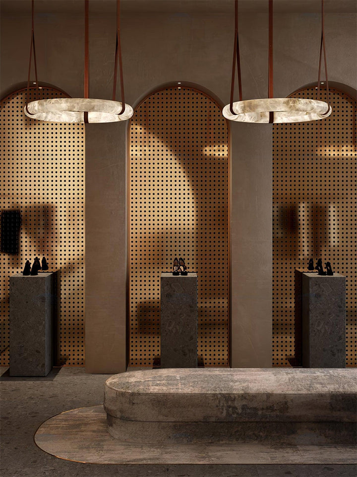 Oslo Pendant Light | Circle Alabaster Chandelier for Living Room | Vinlighting | Vinlighting