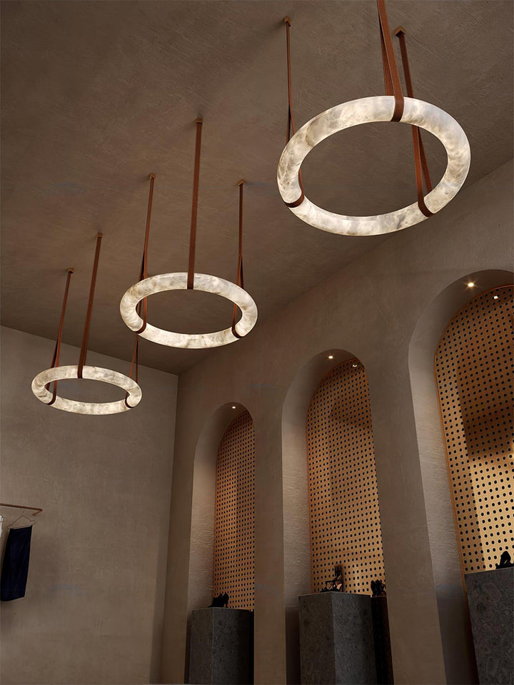 Oslo Pendant Light | Circle Alabaster Chandelier for Living Room | Vinlighting | Vinlighting