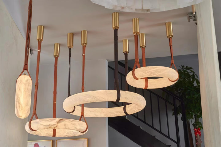Oslo Pendant Light | Circle Alabaster Chandelier for Living Room | Vinlighting | Vinlighting