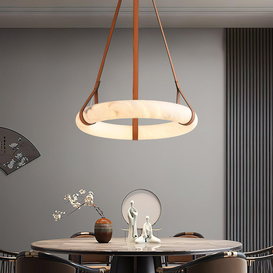 Oslo Pendant Light | Circle Alabaster Chandelier for Living Room | Vinlighting | Vinlighting