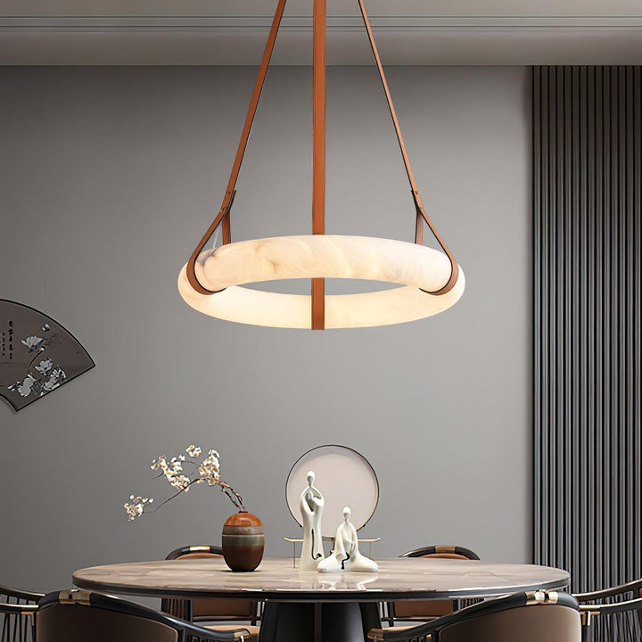 Oslo Pendant Light | Circle Alabaster Chandelier for Living Room | Vinlighting | Vinlighting