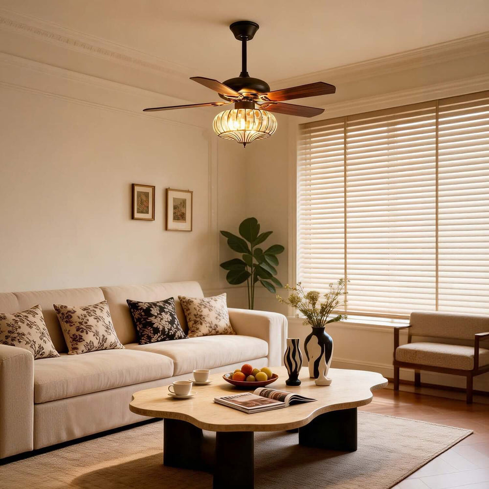 Oulon Ceiling Fan Light | Solid Wood Dining Room Light