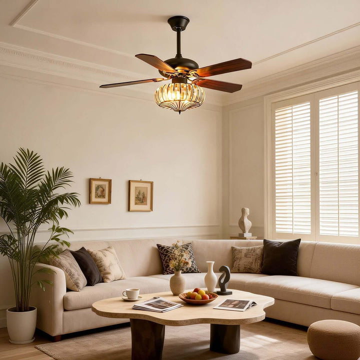 Oulon Ceiling Fan Light | Solid Wood Dining Room Light