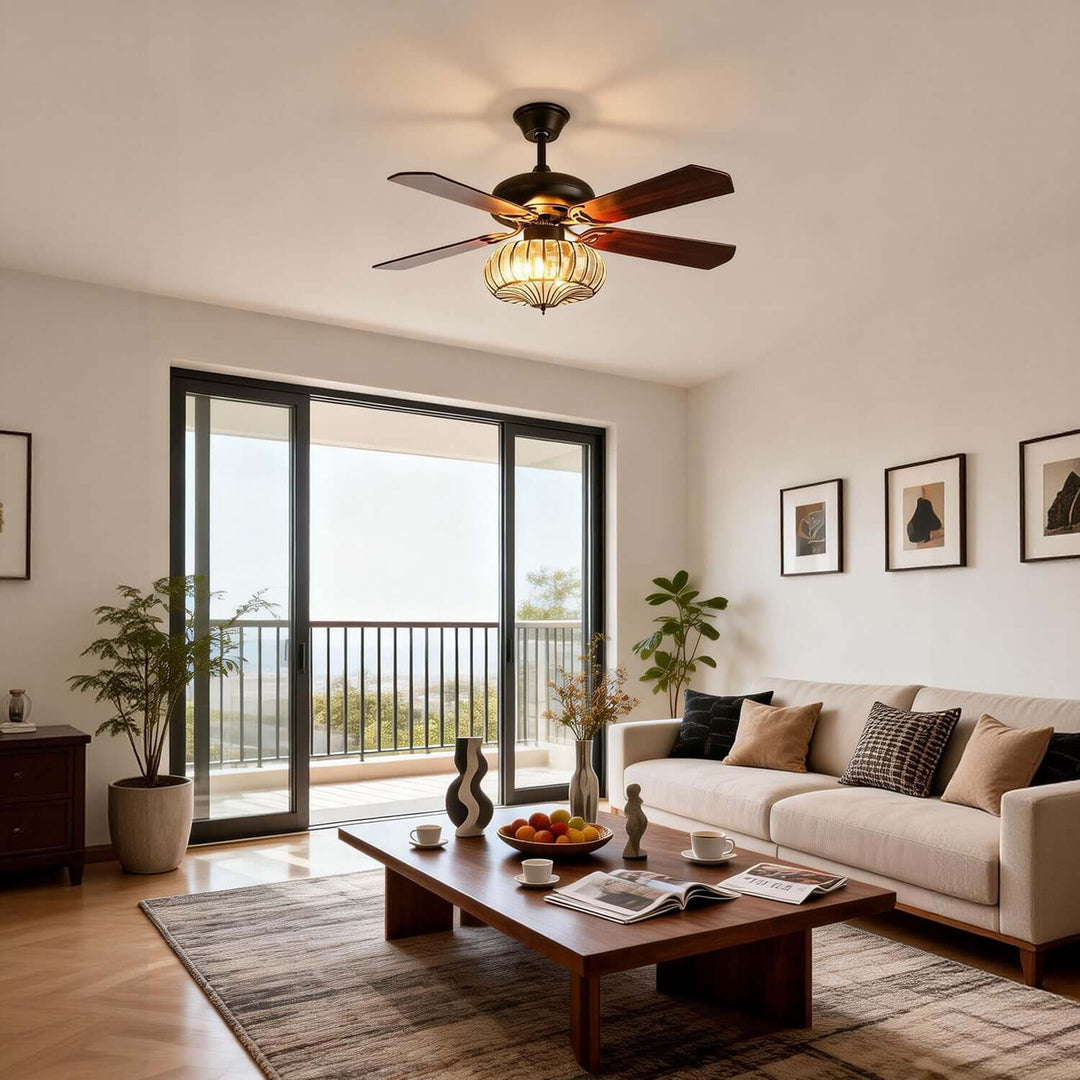 Oulon Ceiling Fan Light | Solid Wood Dining Room Light