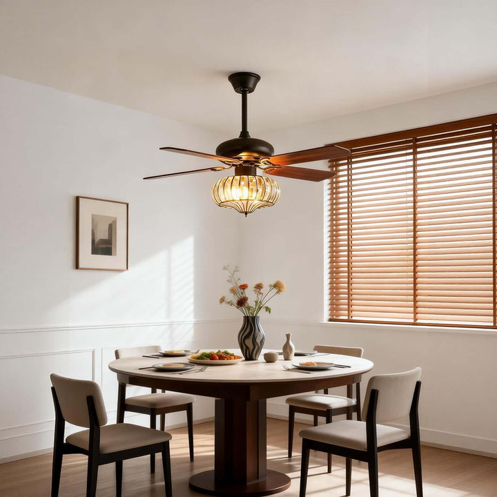 Oulon Ceiling Fan Light | Solid Wood Dining Room Light