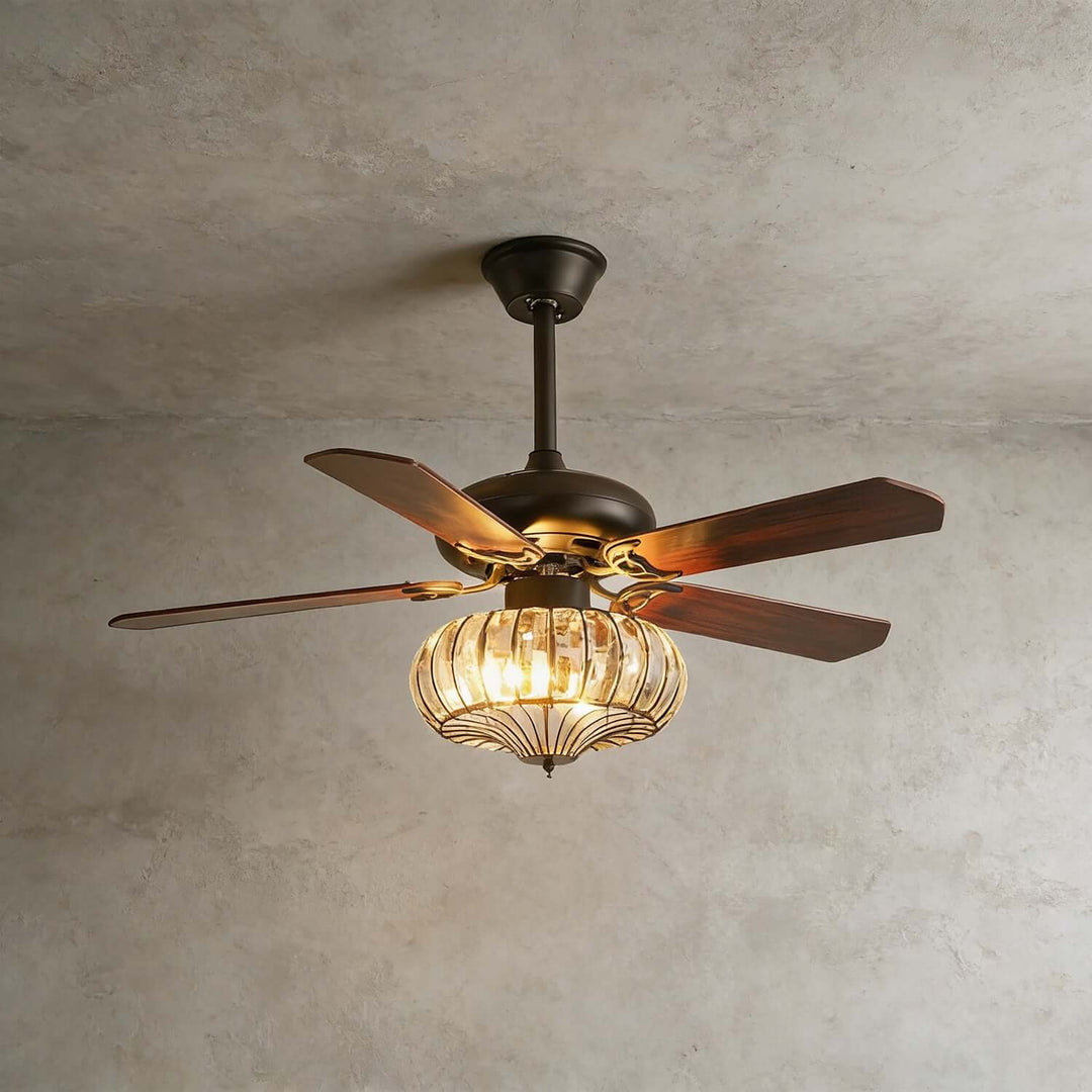 Oulon Ceiling Fan Light | Solid Wood Dining Room Light