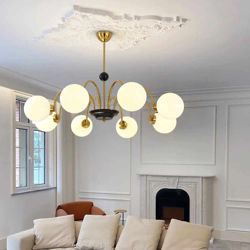 Paige Chandelier | Mid-Century Modern Black & Cognac Glass Light | Vinlighting | Vinlighting