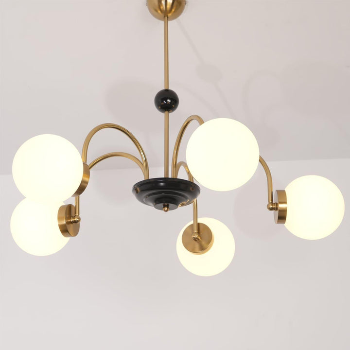 Paige Chandelier | Mid-Century Modern Black & Cognac Glass Light | Vinlighting | Vinlighting