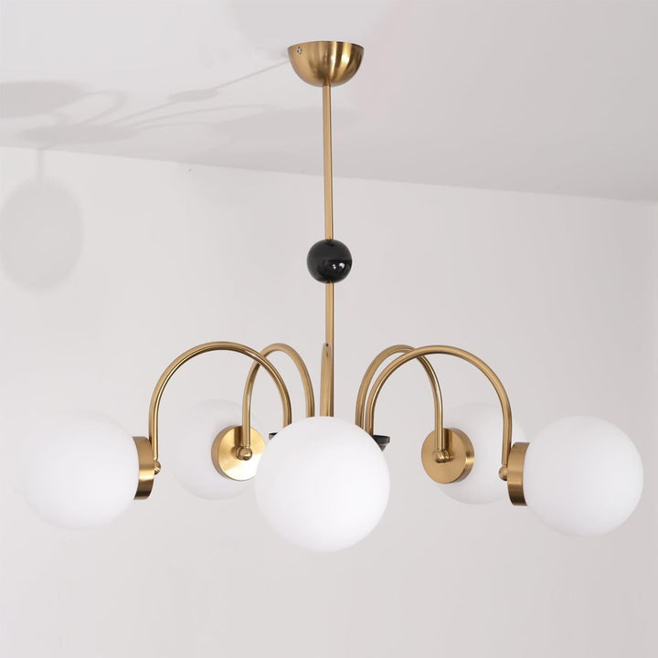 Paige Chandelier | Mid-Century Modern Black & Cognac Glass Light | Vinlighting | Vinlighting