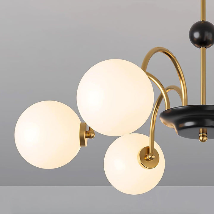 Paige Chandelier | Mid-Century Modern Black & Cognac Glass Light | Vinlighting | Vinlighting