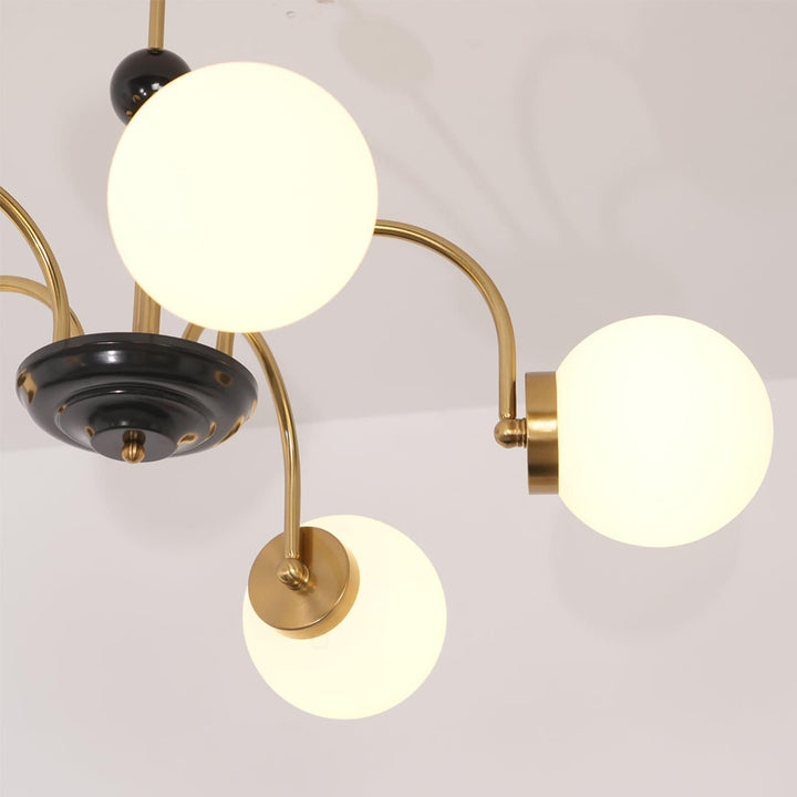 Paige Chandelier | Mid-Century Modern Black & Cognac Glass Light | Vinlighting | Vinlighting