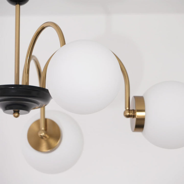 Paige Chandelier | Mid-Century Modern Black & Cognac Glass Light | Vinlighting | Vinlighting