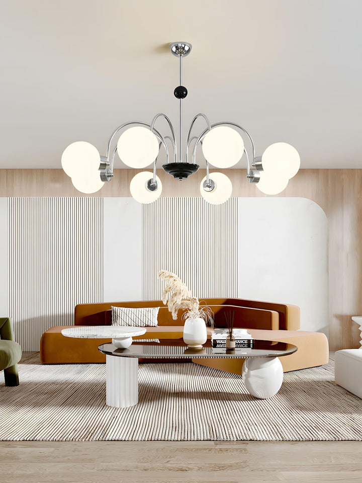 Paige Chandelier | Mid-Century Modern Black & Cognac Glass Light | Vinlighting | Vinlighting