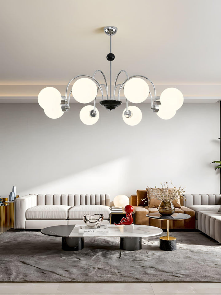 Paige Chandelier | Mid-Century Modern Black & Cognac Glass Light | Vinlighting | Vinlighting