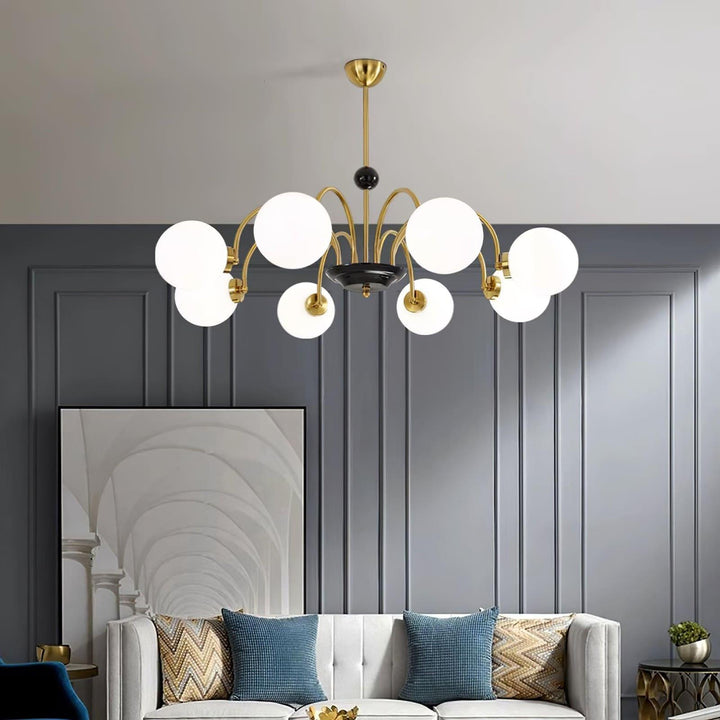 Paige Chandelier | Mid-Century Modern Black & Cognac Glass Light | Vinlighting | Vinlighting