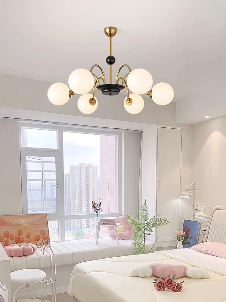 Paige Chandelier | Mid-Century Modern Black & Cognac Glass Light | Vinlighting | Vinlighting