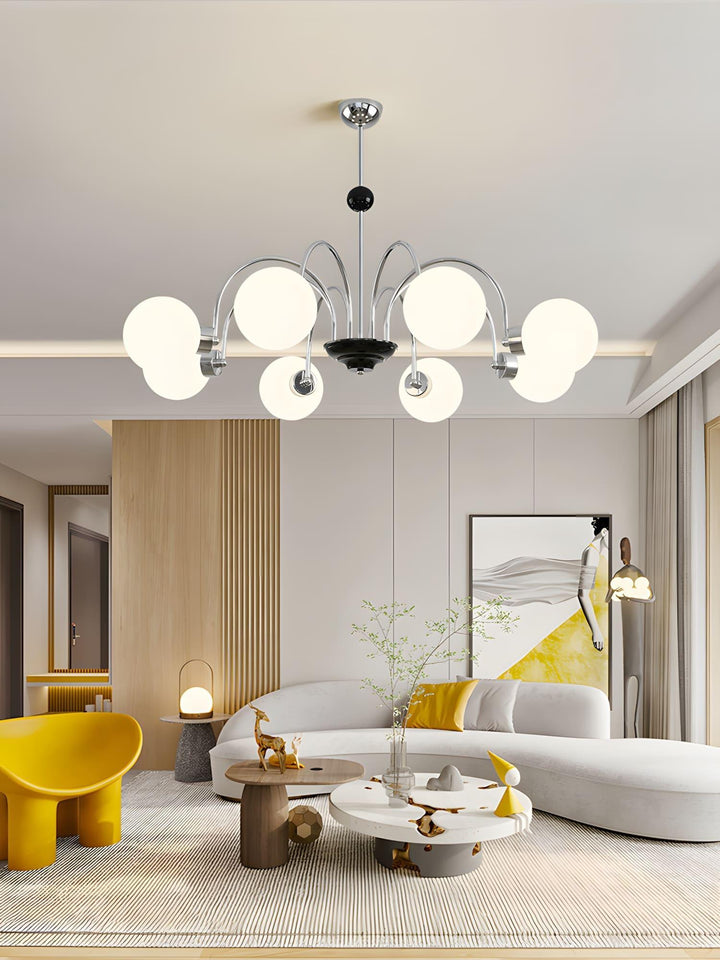 Paige Chandelier | Mid-Century Modern Black & Cognac Glass Light | Vinlighting | Vinlighting