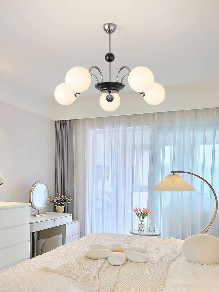 Paige Chandelier | Mid-Century Modern Black & Cognac Glass Light | Vinlighting | Vinlighting