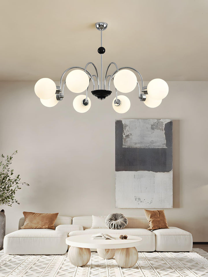 Paige Chandelier | Mid-Century Modern Black & Cognac Glass Light | Vinlighting | Vinlighting