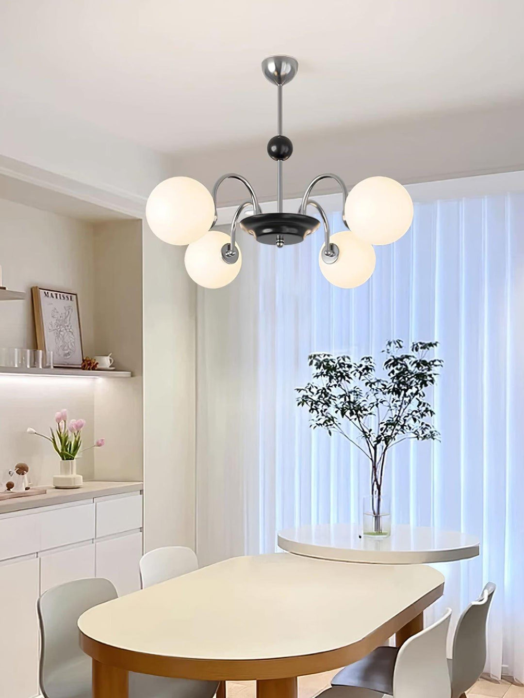 Paige Chandelier | Mid-Century Modern Black & Cognac Glass Light | Vinlighting | Vinlighting