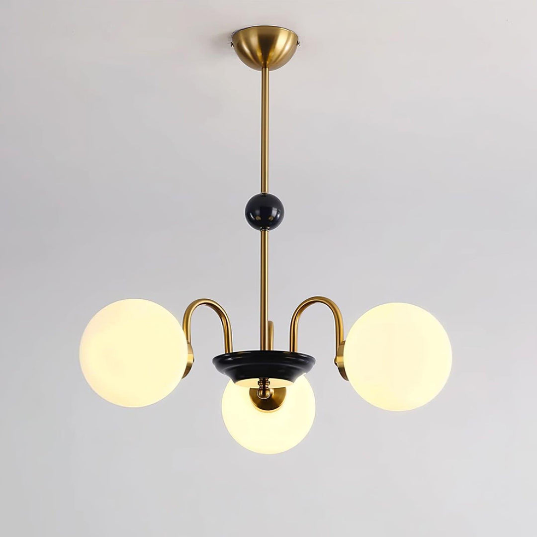 Paige Chandelier | Mid-Century Modern Black & Cognac Glass Light | Vinlighting | Vinlighting