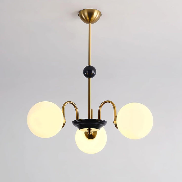 Paige Chandelier | Mid-Century Modern Black & Cognac Glass Light | Vinlighting | Vinlighting