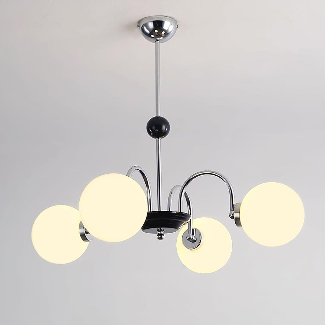 Paige Chandelier | Mid-Century Modern Black & Cognac Glass Light | Vinlighting | Vinlighting