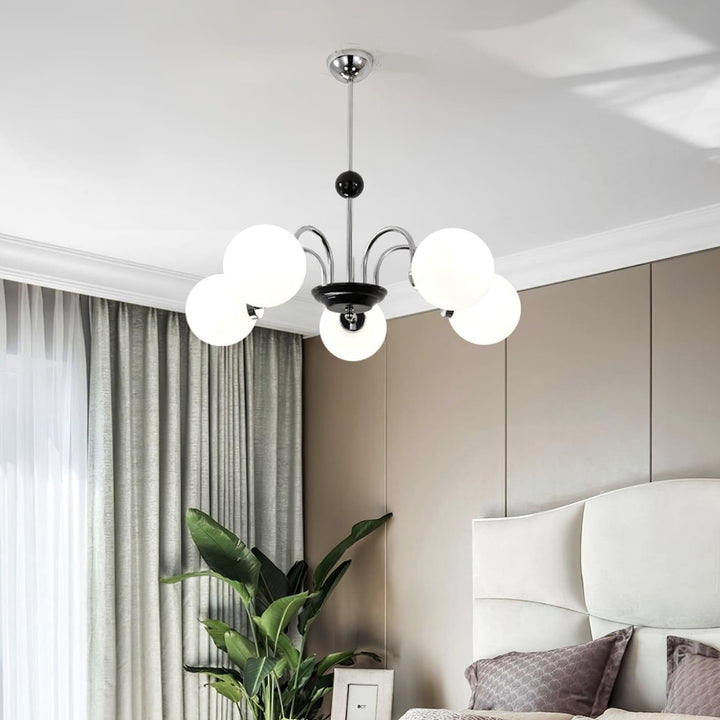 Paige Chandelier | Mid-Century Modern Black & Cognac Glass Light | Vinlighting | Vinlighting